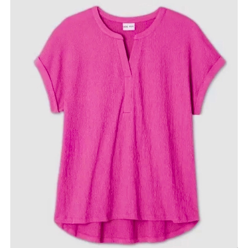 NWT Ava & Viv Fuschia Pink Short Sleeve Blouse 2X